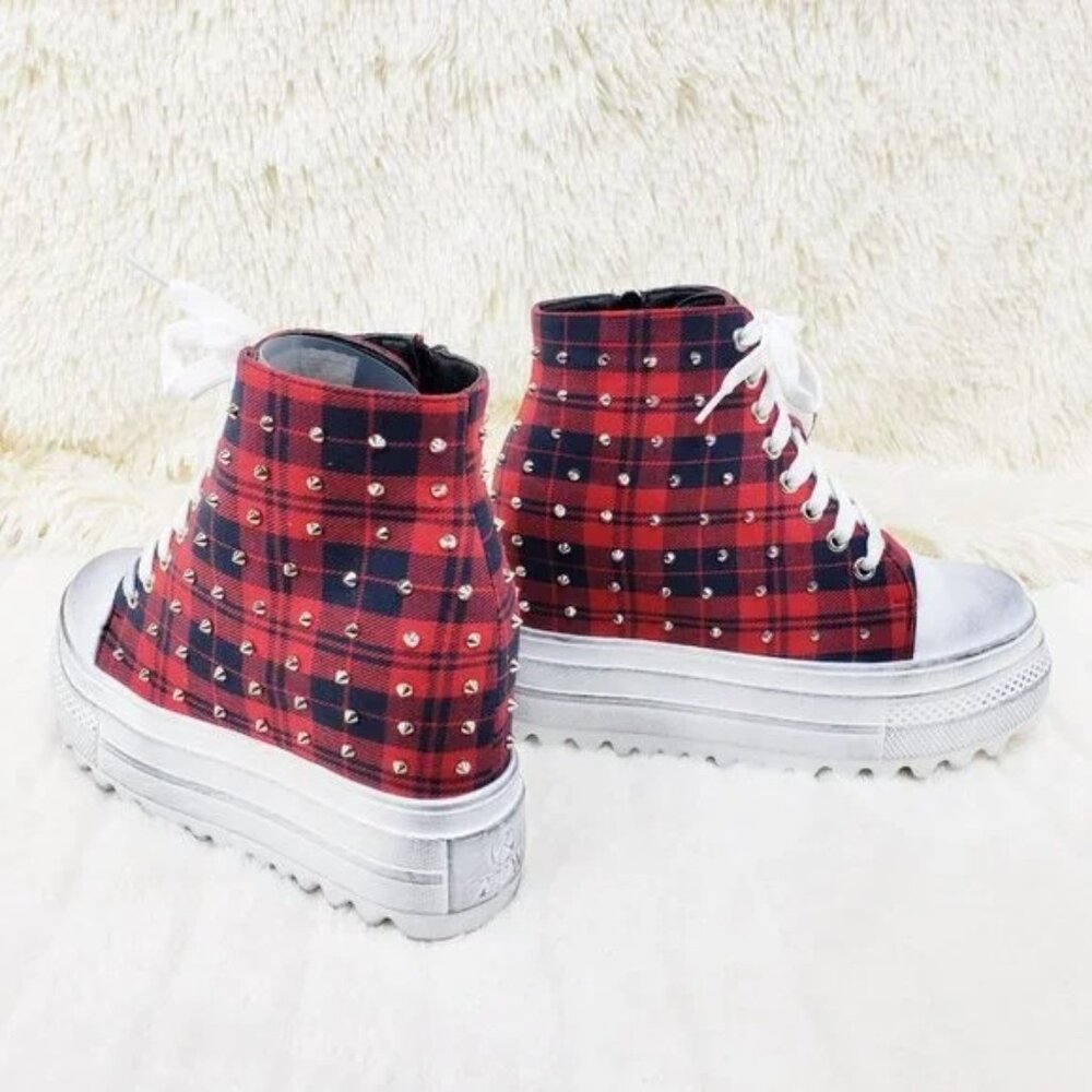 Plaid Platform Goth Punk Ankle Sneaker Boots